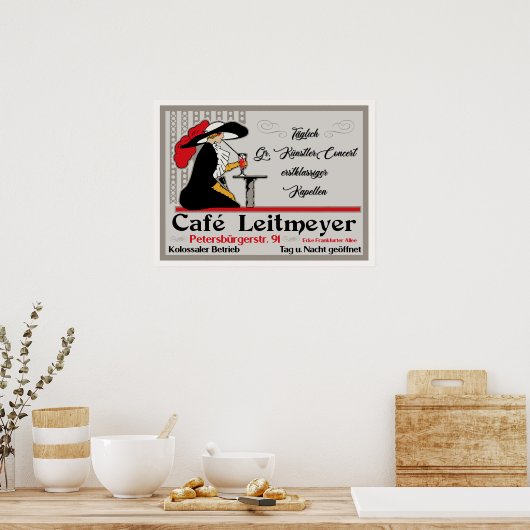 Café Leitmeyer, koffiewinkel in Duitse retro-stijl Poster (Keuken)