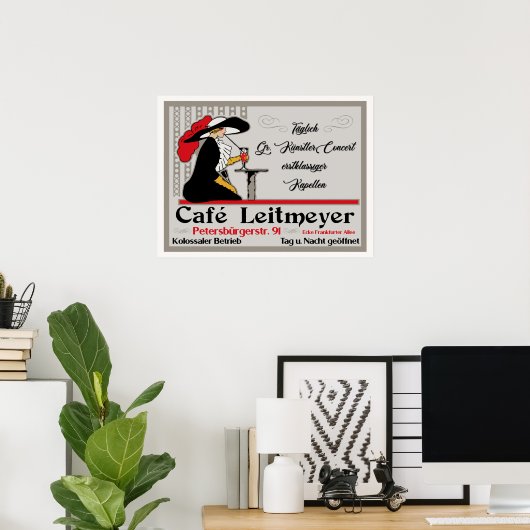 Café Leitmeyer, koffiewinkel in Duitse retro-stijl Poster (Thuiskantoor)