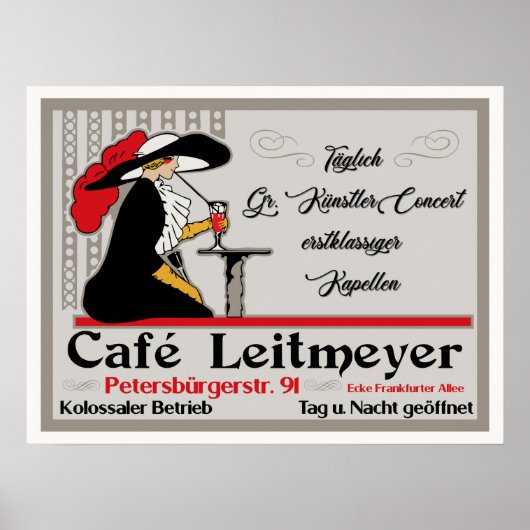 Café Leitmeyer, koffiewinkel in Duitse retro-stijl Poster (Voorkant)