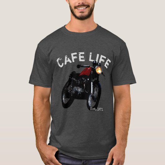 Cafe Life Cafe Racer  Motorcycle T-Shirt (Voorkant)
