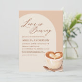 Cafe Love is Brewing Coffee Arch Vrijgezellenfeest Kaart (Staand voorkant)
