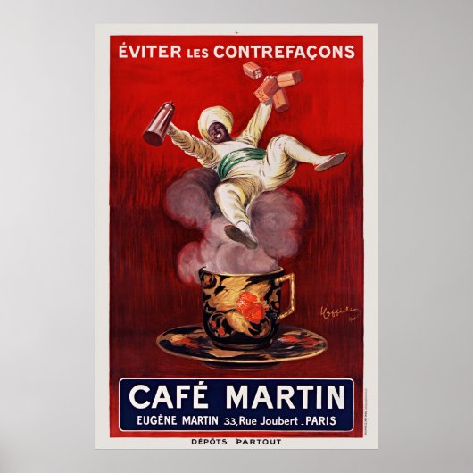 Cafe Martin French Art Deco Vintage Poster 1921 (Voorkant)