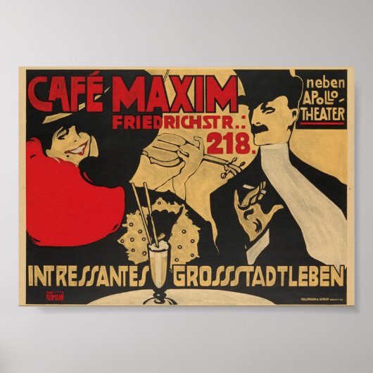 Cafe Maxim, Duitsland, Vintage Poster (Voorkant)