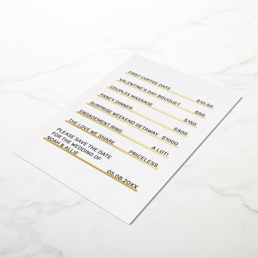 Café Menu Fun Unique Save the Date Folie Uitnodiging (Gedraaid)