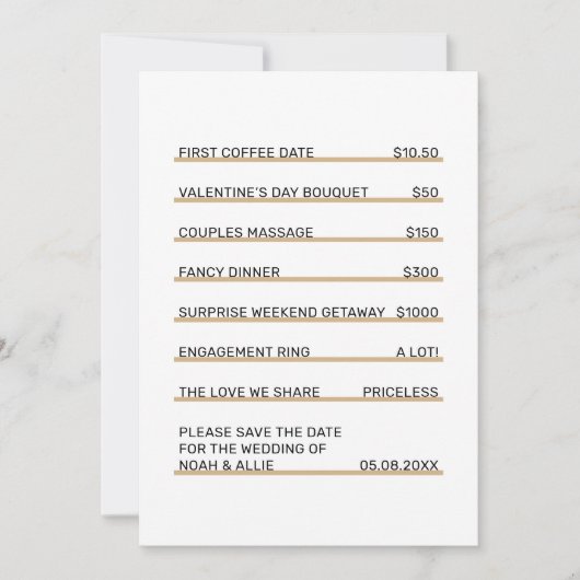 Café Menu Fun Unique Save the Date Invitation Kaart (Voorkant)