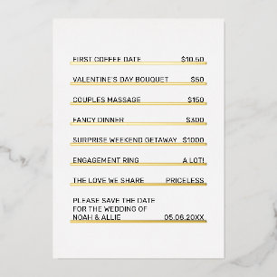 Café Menu Leuk Uniek Bewaar de Datum Folie Uitnodiging