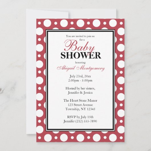 Cafe Merlot Red Assorted Polka Dots Baby shower Kaart (Voorkant)