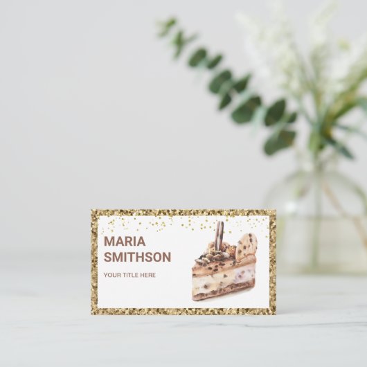 Cafe Mocha Chocolate Cake Slice Pastry Chef Bakery Visitekaartje (Staand voorkant)