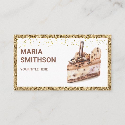 Cafe Mocha Chocolate Cake Slice Pastry Chef Bakery Visitekaartje (Voorkant)