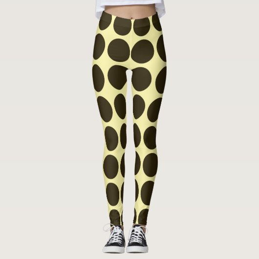Café Mocha Cream Neutrale Stippen Leggings (Voorkant)