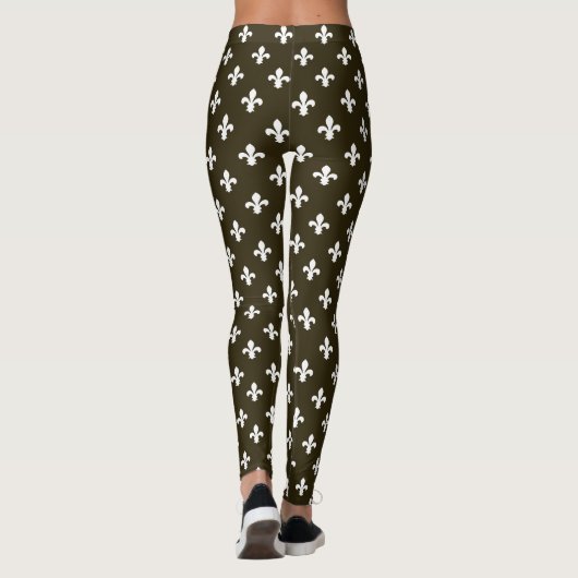 Café Mocha Neutral Fleur de Lys Leggings (Achterkant)