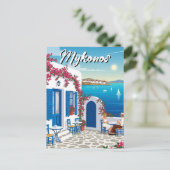 Cafe Mykonos Greece Cyclades Travel Briefkaart (Staand voorkant)