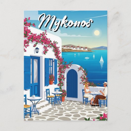Cafe Mykonos Greece Cyclades Travel Briefkaart (Voorkant)
