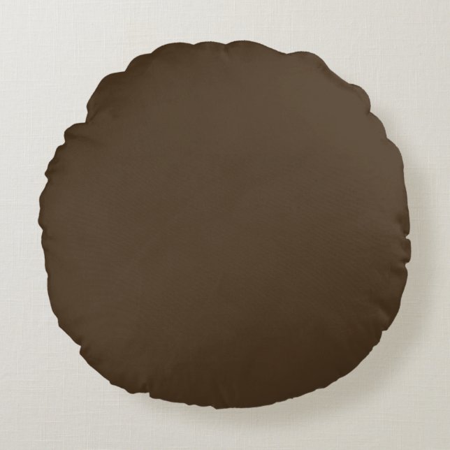 Café noir (effen kleur)  rond kussen (Voorkant)