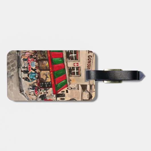 "Cafe on Rue Norvins, Montmartre" Parijs Bagagelabel (Achterkant horizontaal)