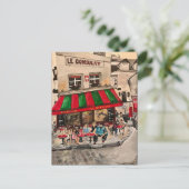 "Cafe on Rue Norvins, Montmartre" Parijs Briefkaart (Staand voorkant)