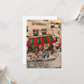 "Cafe on Rue Norvins, Montmartre" Parijs Kaart (Voorkant / Achterkant in situ)