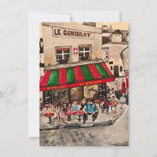 "Cafe on Rue Norvins, Montmartre" Parijs Kaart (Voorkant)
