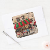 "Cafe on Rue Norvins, Montmartre" Parijs Vierkante Sticker (Envelop)