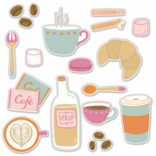 Cafe Ontbijt Eten Sticker