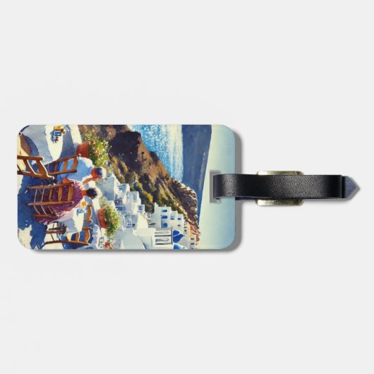 Café op Santorini Bagagelabel (Achterkant horizontaal)