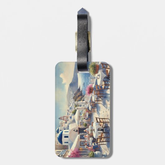 Café op Santorini Bagagelabel (Achterkant verticaal)