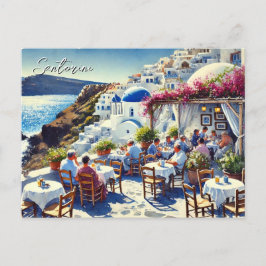 Café op Santorini Briefkaart