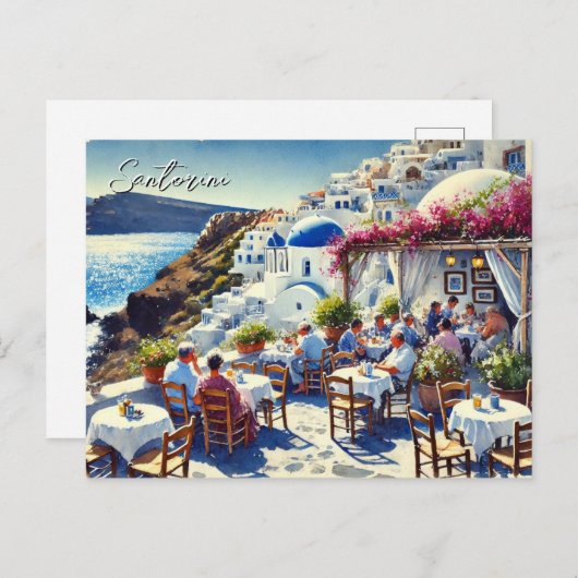 Café op Santorini Briefkaart (Voorkant / Achterkant)