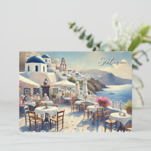 Café op Santorini Feestdagenkaart