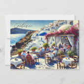 Café op Santorini Feestdagenkaart (Voorkant)