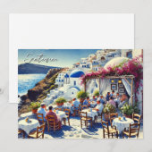 Café op Santorini Feestdagenkaart (Voorkant / Achterkant)