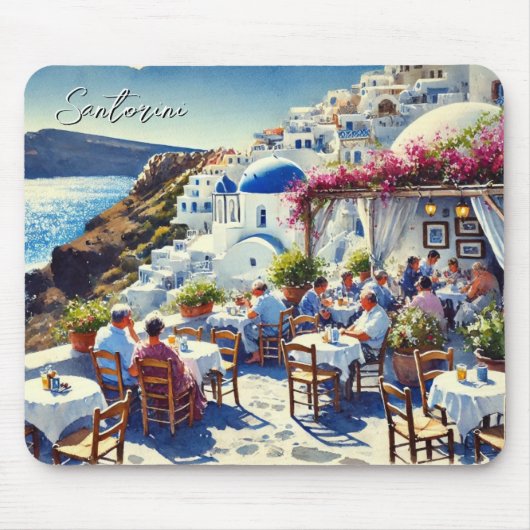 Café op Santorini Muismat (Voorkant)