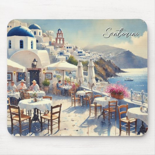 Café op Santorini Muismat (Voorkant)