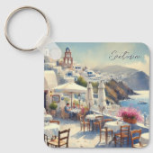 Café op Santorini Sleutelhanger (Voorkant)