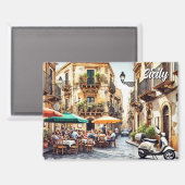 Café op Sicilië Italië Magneet (Voorkant / Achterkant)
