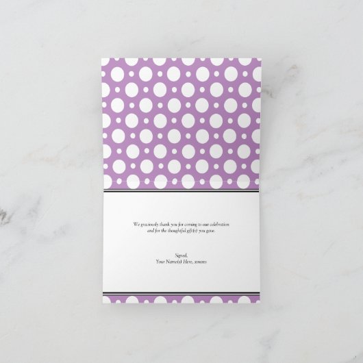 Cafe Paarse Assorted Polka Dot bedankkaart (Binnen)