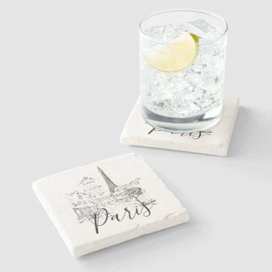 Cafe Parijs   Stenen Onderzetter (Zijkant)