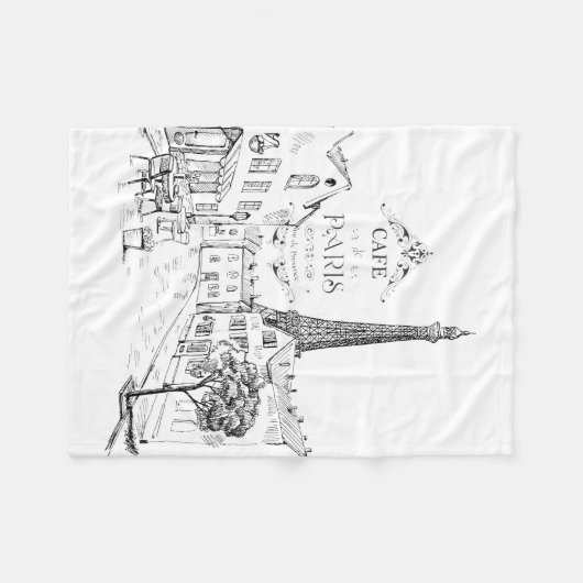 Cafe Paris Fleece Deken (Voorkant (Horizontaal))