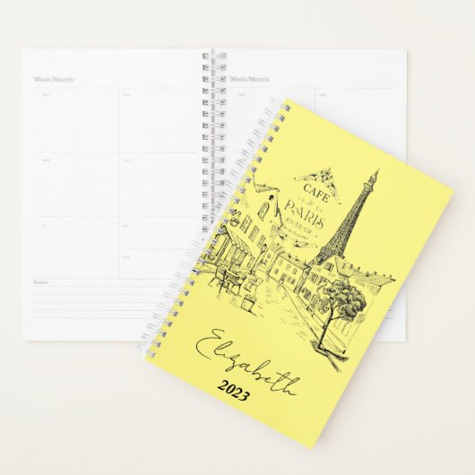 Cafe Paris gepersonaliseerd, aangepast jaar Planner (Display)