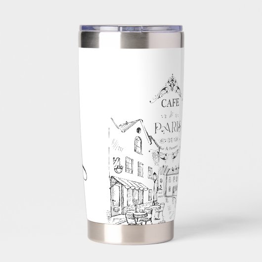 Cafe Paris gepersonaliseerd Geïsoleerde Drinkbeker (Achterkant)