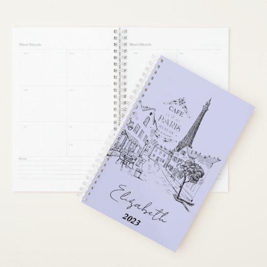 Cafe Paris gepersonaliseerd, jaar op maat Planner (Display)