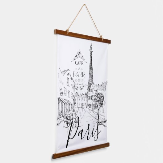 Cafe Paris Hangend Wandkleed (Gebogen)