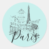 Cafe Paris Klassieke Ronde Sticker (Voorkant)