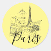 Cafe Paris Klassieke Ronde Sticker (Voorkant)