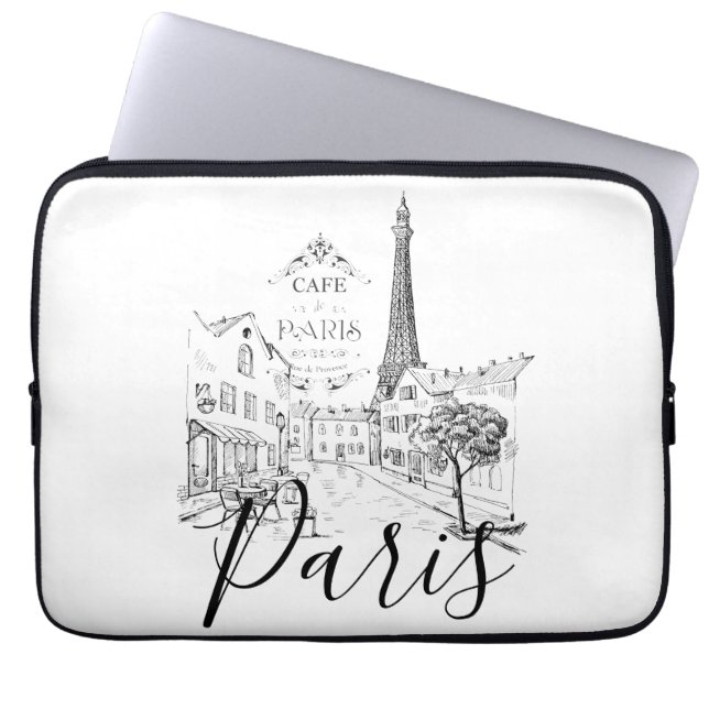 Cafe Paris Laptop Sleeve (Voorkant)