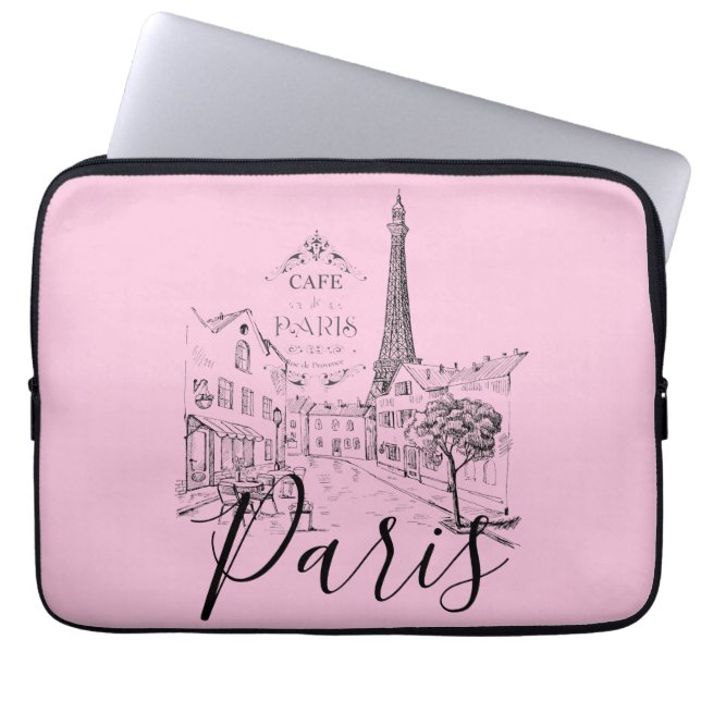 Cafe Paris Laptophoes Laptop Sleeve (Voorkant)