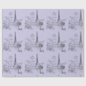 Cafe Paris met aangepaste achtergrondkleur Cadeaupapier (Vlak)