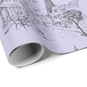 Cafe Paris met aangepaste achtergrondkleur Cadeaupapier (Rol Hoek)