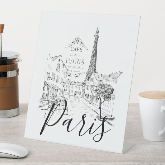 Café Paris Reclamebord Met Voetstuk (Insitu)