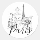 Cafe Paris Ronde Sticker (Voorkant)